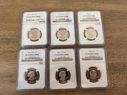 1979 - 1999 S Type 1+ 2 Susan B. Anthony Dollar NGC PF 70 Ultra Cameo 6 Coin Set