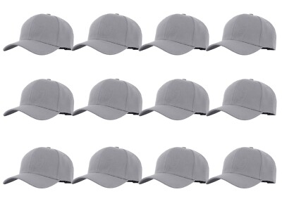 Plain Blank Solid Adjustable Baseball Cap Hats Bulk wholesale lot 12pcs