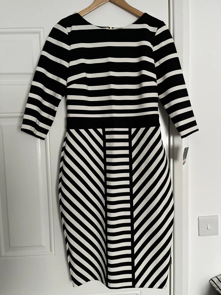 BNWT Gabby Skye TK Maxx Striped Bodycon Fitted Dress Midi US10 UK 14 Wedding