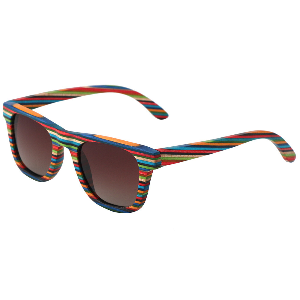 Unisex Handmade Skateboard Wood Polarized Sunglasses Wood Fr