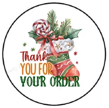 THANK YOU FOR YOUR ORDER CHRISTMAS STOCKING SEALS LABELS STICKERS PARTY FAVORS