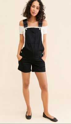 Warp + Weft Dallas Fort Worth Maternity Shortalls Women's Size 2XL in Black EUC!