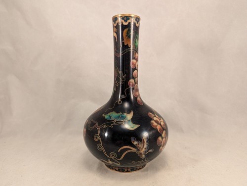 Robert Kuo China Cloison Vase Chinese Cloisonne Grapes Butterfly China - Picture 11 of 24