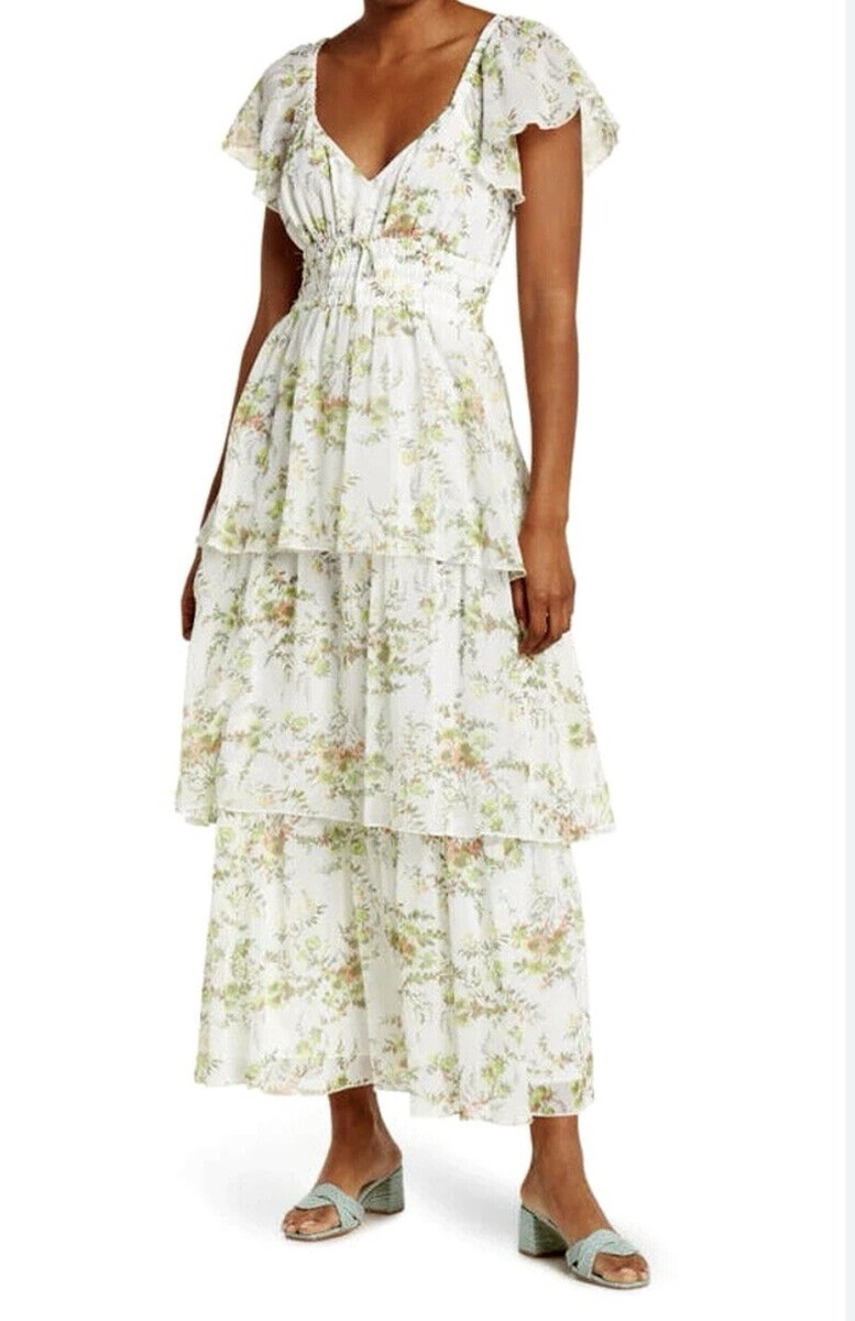 chelsea tiered ruffle maxi dress Chelsea Dress Garden Rose Peony / 8