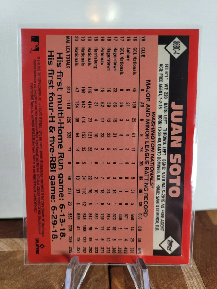 Juan Soto 2021 Topps Chrome #86BC-4 1986 insert Washington Nationals - Image 2 of 2