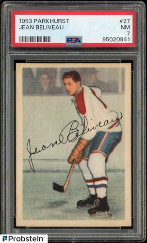 1953 Parkhurst Hockey #27 Jean Beliveau RC Rookie HOF PSA 7 " LOOKS NICER "