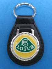 Vintage Lotus -- genuine grain leather keyring key fob keychain - Collectible