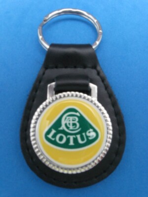 Vintage Lotus -- genuine grain leather keyring key fob keychain ...