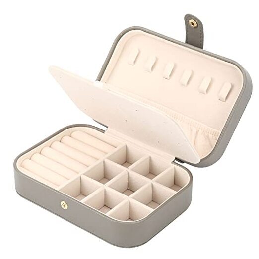 Compact Gray Travel Jewelry Organizer Storage Case-image