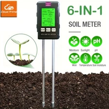 6-in-1 Moisture Sunlight pH Temperature Humidity Soil Fertility Meter for Plants