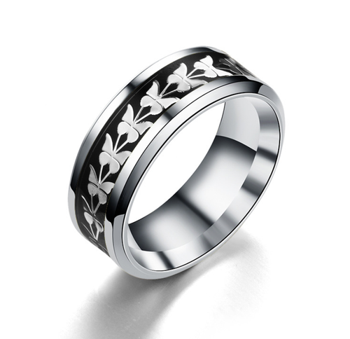8MM Stainless Steel Men Women Butterfly Ring Wide Band Size 6-13 - Picture 2 of 8