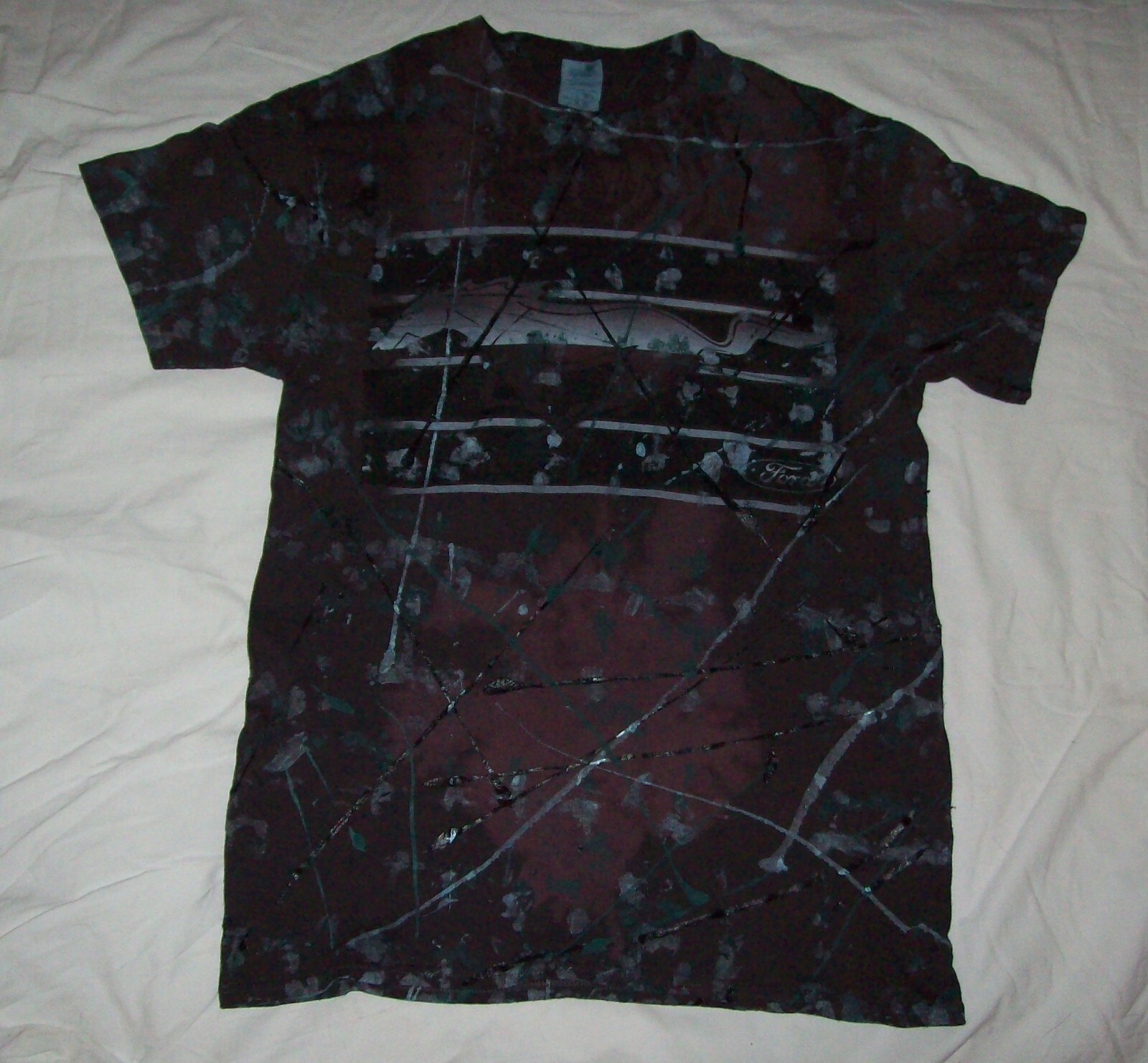 PONY T SHIRT MUSTANG originale psichedelica Ford di JCosmo ORO *DIPINTA A MANO* TAGLIA: M