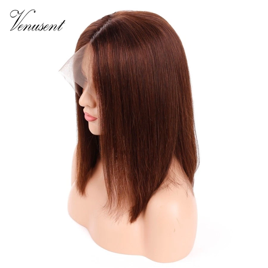 Light Brown Straight Human Hair Wig Virgin Peruvian Glueless Full Lace Front Wig - Image 3 of 4