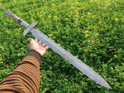 Blacksmith New Custom made Damascus Steel Viking Christmas Sword, Bone Handle
