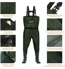MAGREEL Chest Waders FISHING Boots Pants Waterproof Men’s Women’s Youth 39  SZ 6
