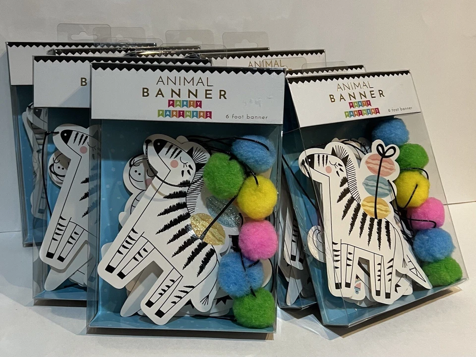 Lote de 8 pompones y brillo colores pastel decoración fiesta pancarta animales 6 pies cada uno Foto 2 de 4