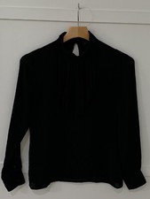 Womens Banana Republic Blouse Shirt Sz XS Black Sheer VGUC