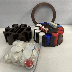Mixed Vintage Lot Of Poker Chips & 2 Chip Holders