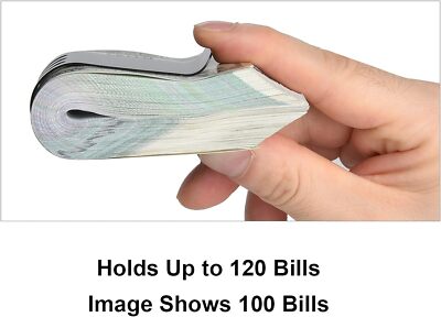 Lindenle Black Spring Steel Money Clip Extra Large Capacity Slim
