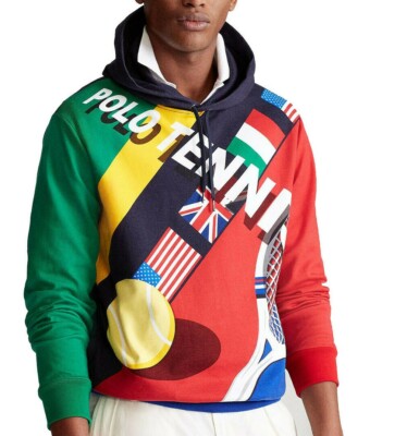 Polo Ralph Lauren Tennis Wimbledon Draw String Graphic Hoodie Sweatshirt Sweater