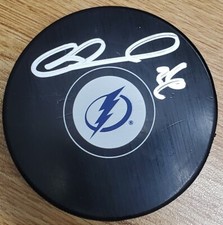 Autographed MATTHEW BARNABY Tampa Bay Lightning Hockey Puck w/Show Ticket