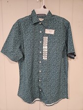 Nick Graham Shirt Mens Small Green Floral Everywhere Stretch Modern Short Sleeve
