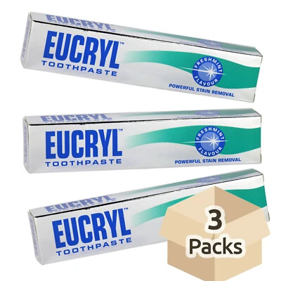 Eucryl Toothpaste Powerful Stain Removal Freshmint 50ml - Pack of 3