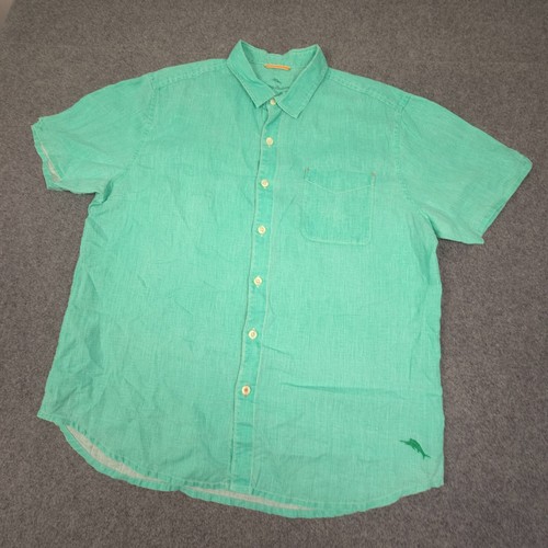 Tommy Bahama Shirt Mens XLARGE Green Linen Short Sleeve collared Relax Size XL - Picture 4 of 9