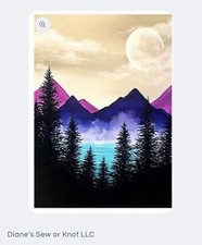 Diamond Dots Painting Kit 30 x 40 cm Landscape Purple Mountains Trees