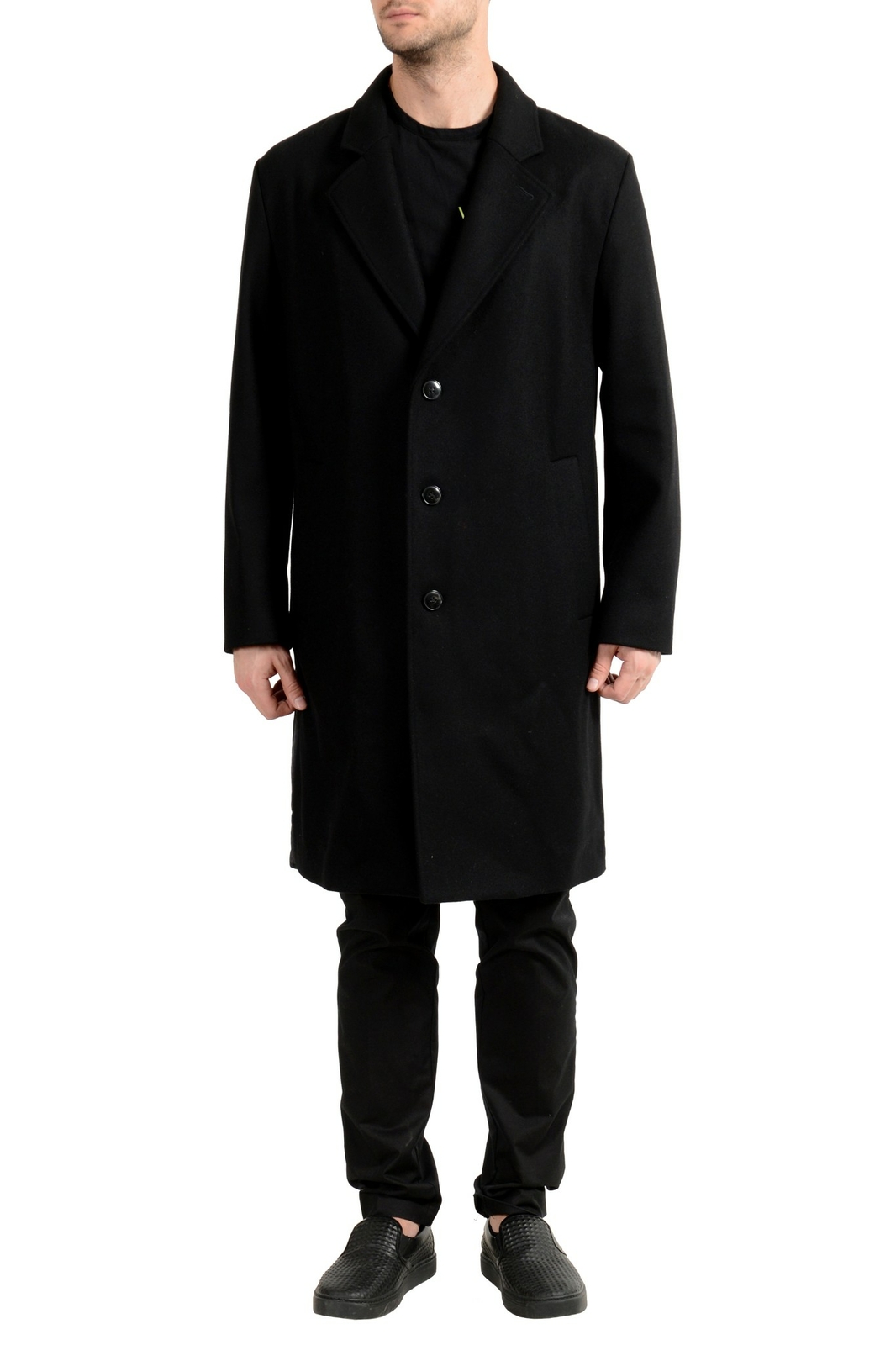 Hugo Boss Malox1841 Мужское шерстяное черное пальто на трех пуговицах 81790₽