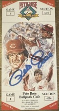 Pete Rose Autographed Ballpark Cafe Promo Card Ticket Reds Signed Auto Hit King