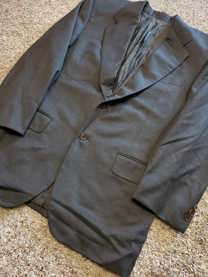 Salvatore Ferragamo костюм куртка 52R Евро мужской серый двойной вентиляции шерсти Италии сделано - Изображение 2 из 4