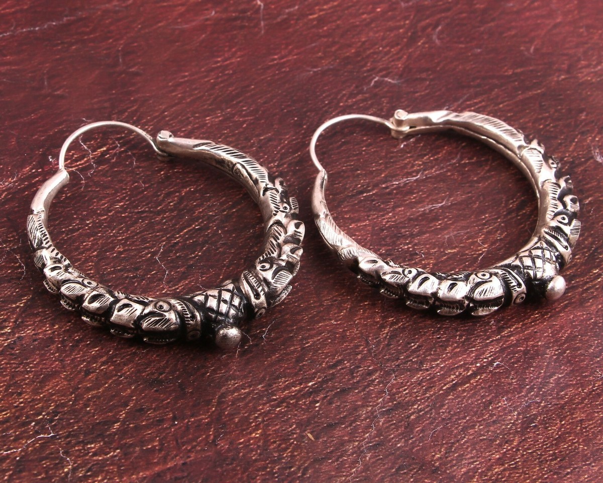 ★ TATIANA★ Silver 925 Volume Drop Hoop Earrings EC3225 50 1/4 Ctw Natural Diamonds Flower Dangle Drop Hoop Earrings in