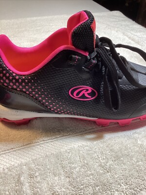 Crampons Softball Fille Rawlings – Taille 4.5, Noir/Rose