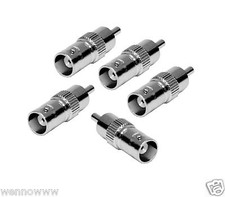 5 x BNC Female to RCA Male Adaptor - Silver for CCTV