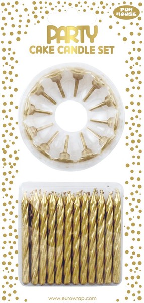 "Clairefontaine Geburtstagskerzen \"Metallic\" Gold 24 Kerzen + 12 Halter"-image