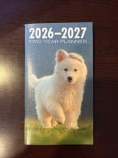 2026-2027 Two Year Pocket Planner 3.3 in. X 6in. Dog On The Cover- NEW
