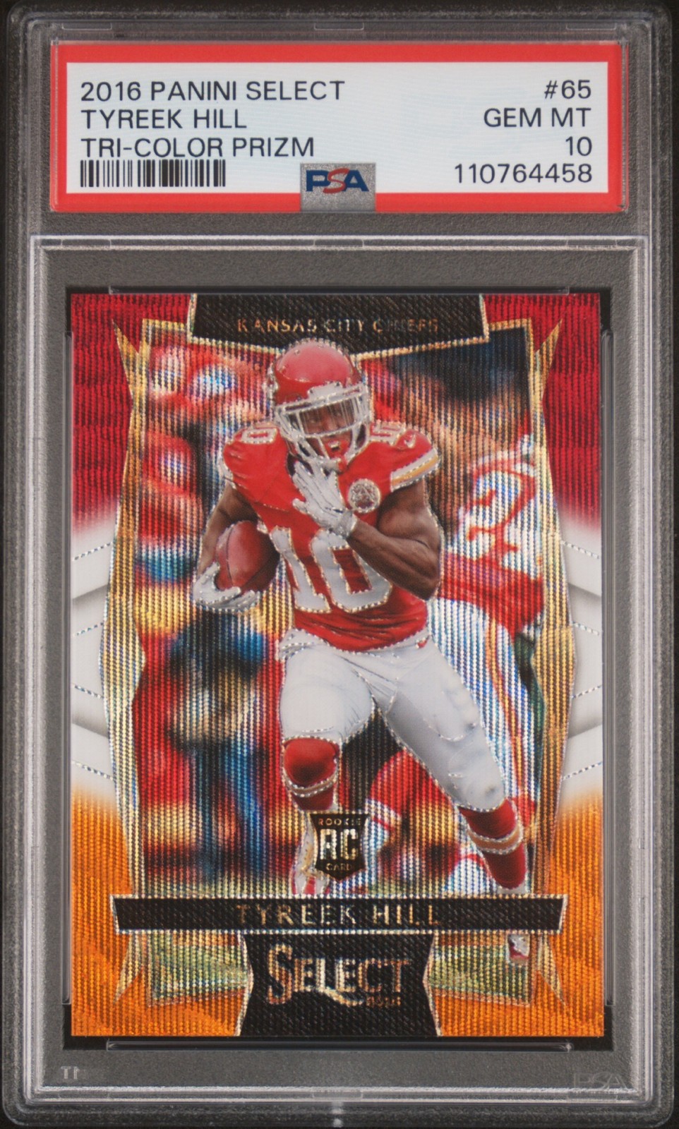 2016 Panini Select #65 Tyreek Hill Tri-Color Prizm Rookie PSA 10