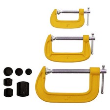 G-Clamp Set 3pc 2" 3" 4" inc. Soft Jaw Pads 50mm 75mm 100mm Woodworking G Clamps