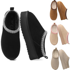 DREAM PAIRS Women's Platform Slippers Genuine Suede Faux Fur Lined Slip On Shoes