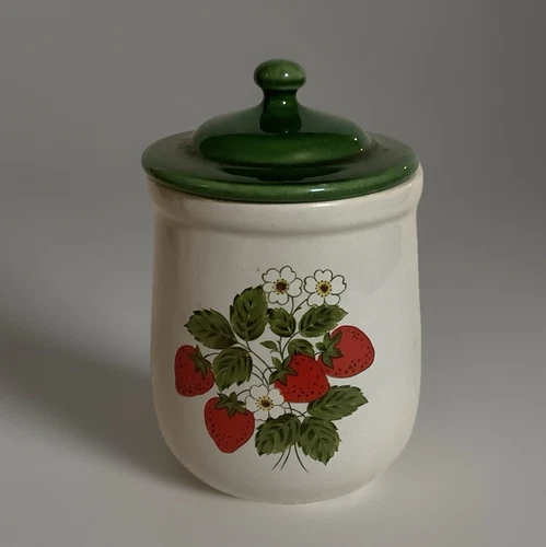 Vintage McCoy USA Strawberry Country Canister Jar 7.5" Tall with the Lid