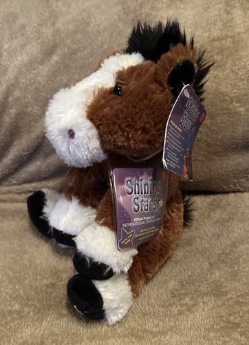Russ Berrie Shining Stars Horse Plush Bean Bag w/ Sealed Code Registry Gold Bow