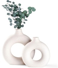 CEMABT Vasen Set Handgefertigt Matt Weiß Porzellan Donut Design