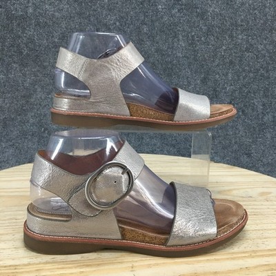 Sofft Sandals Womens 8 M Silver Bali Ankle Straps Leather Comfort Open SF0015897