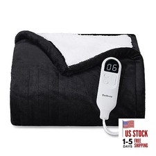 Heated Blanket Blanket - Fast Heating Electric Blanket, Soft Throw 02 - Black