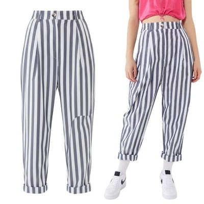 Urban Outfitters Percy Pleated High Rise Tapered Pants 2 Striped Carrot Trouser