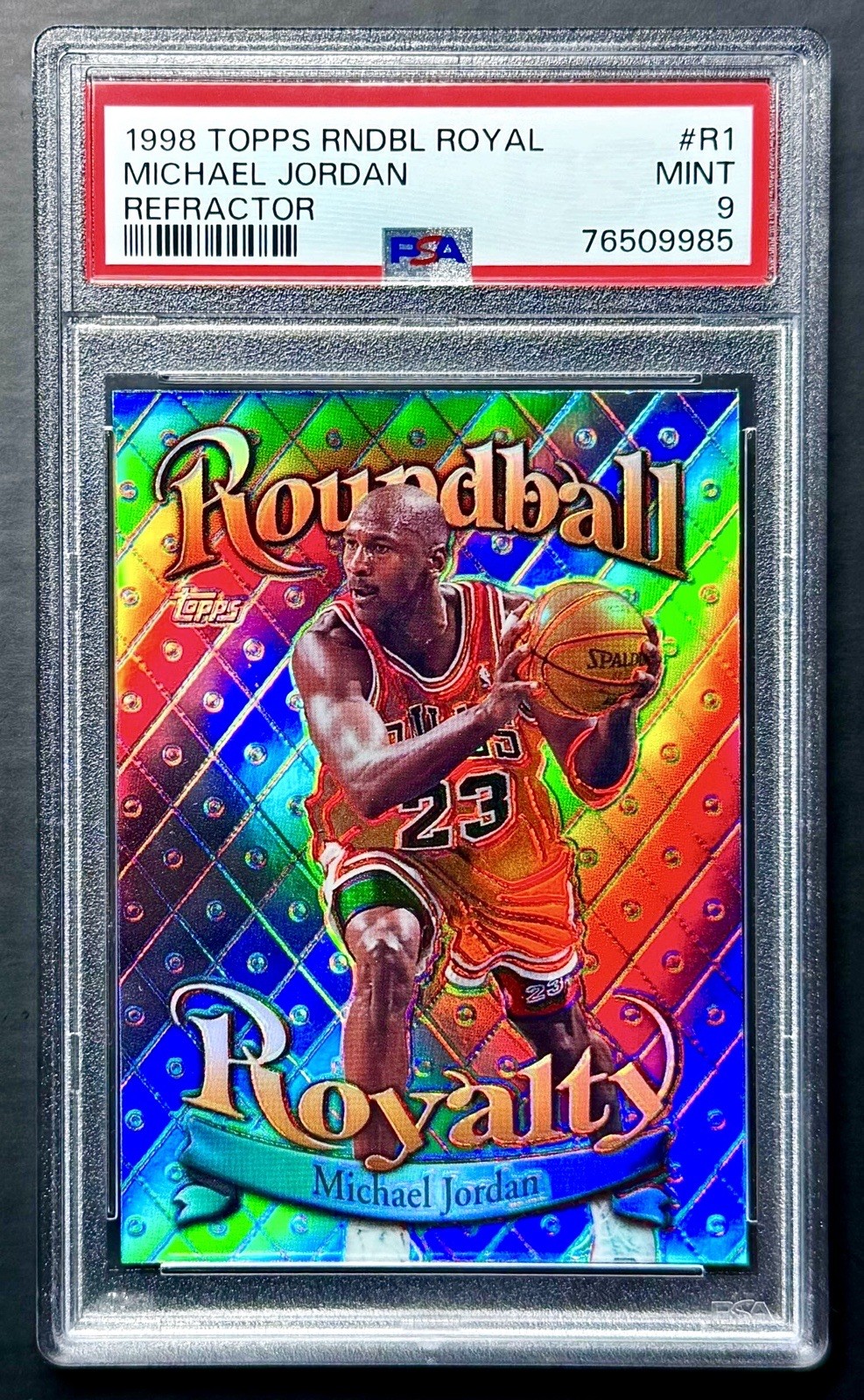 1998-99 Topps MICHAEL JORDAN #R1 Roundball Royalty Refractor PSA 9 Mint