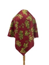 Vintage Burgundy Red Scarf Green Grape Leaves Print Large Square Shawl #A124
