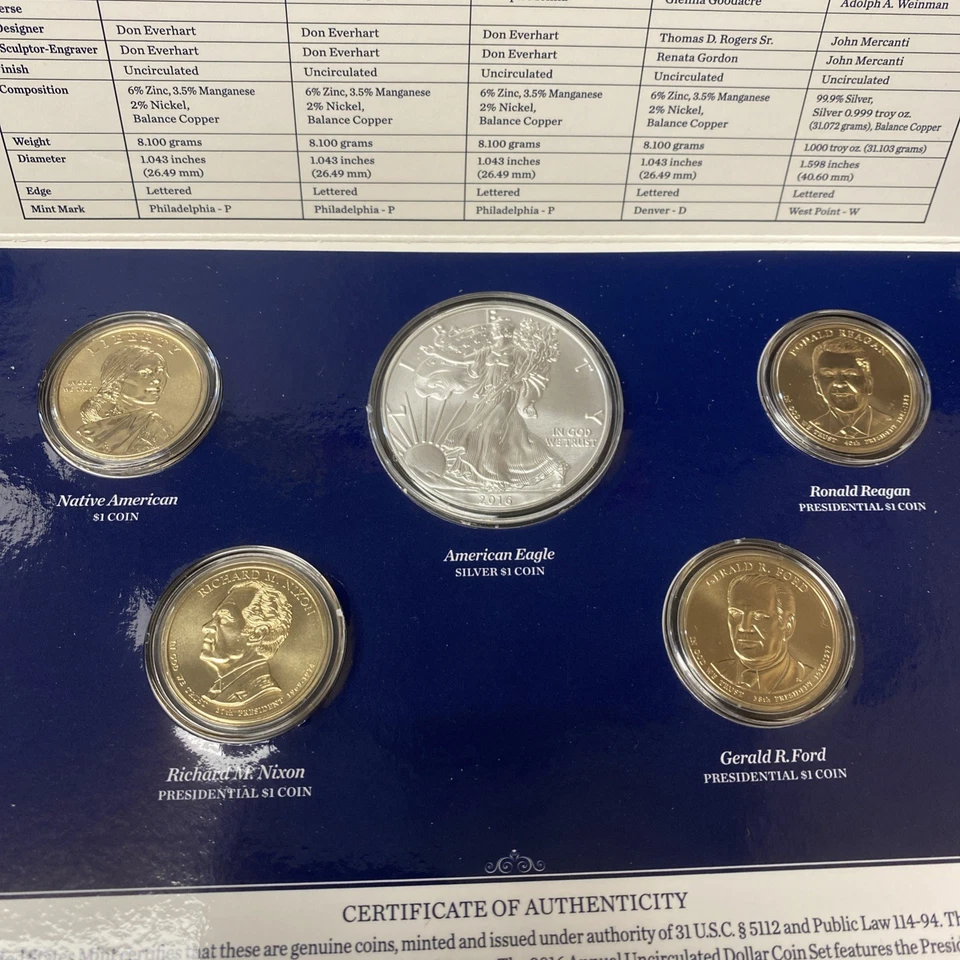 2016 United States Mint Annual Uncirculated Dollar Coin Set Presidential & Eagle - Image 3 of 4