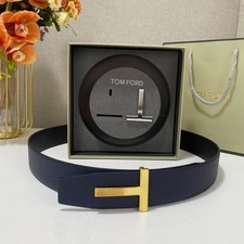Authentic Tom Ford Reversible Leather T-Buckle Belt Luxury Designer Fashion